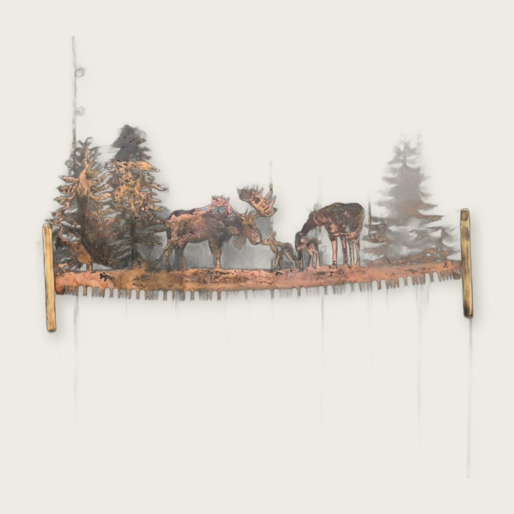 Metalen boom wanddecoratie — 30 x 12 cm