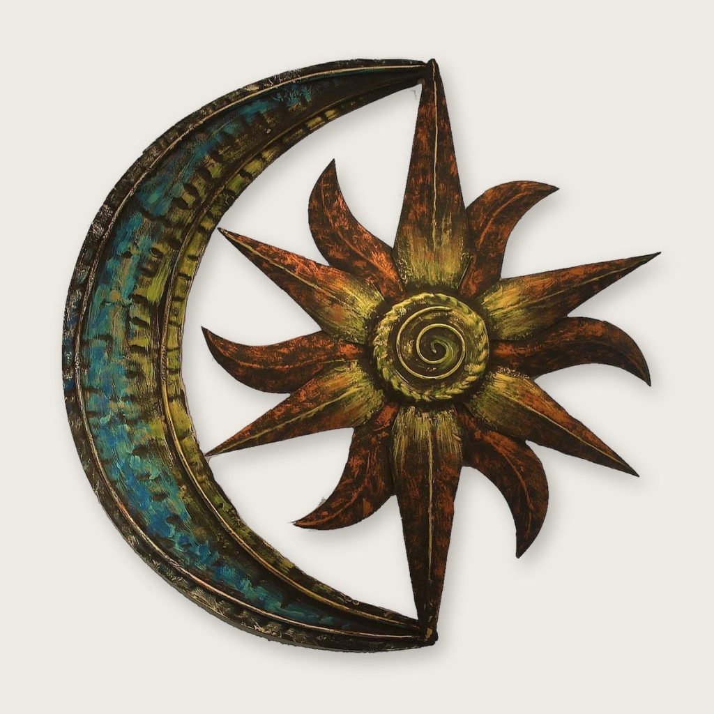 Metalen maan wanddecoratie — 35 x 35 cm