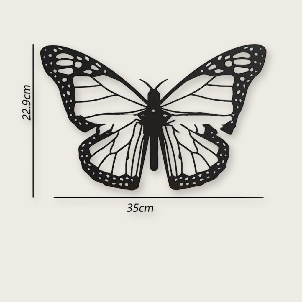 Metalen vlinder wanddecoratie — 22,9 x 35 cm