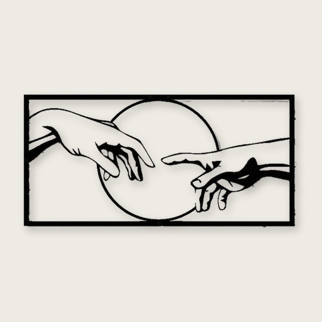 Metalen handen wanddecoratie — 19,5 x 40 cm