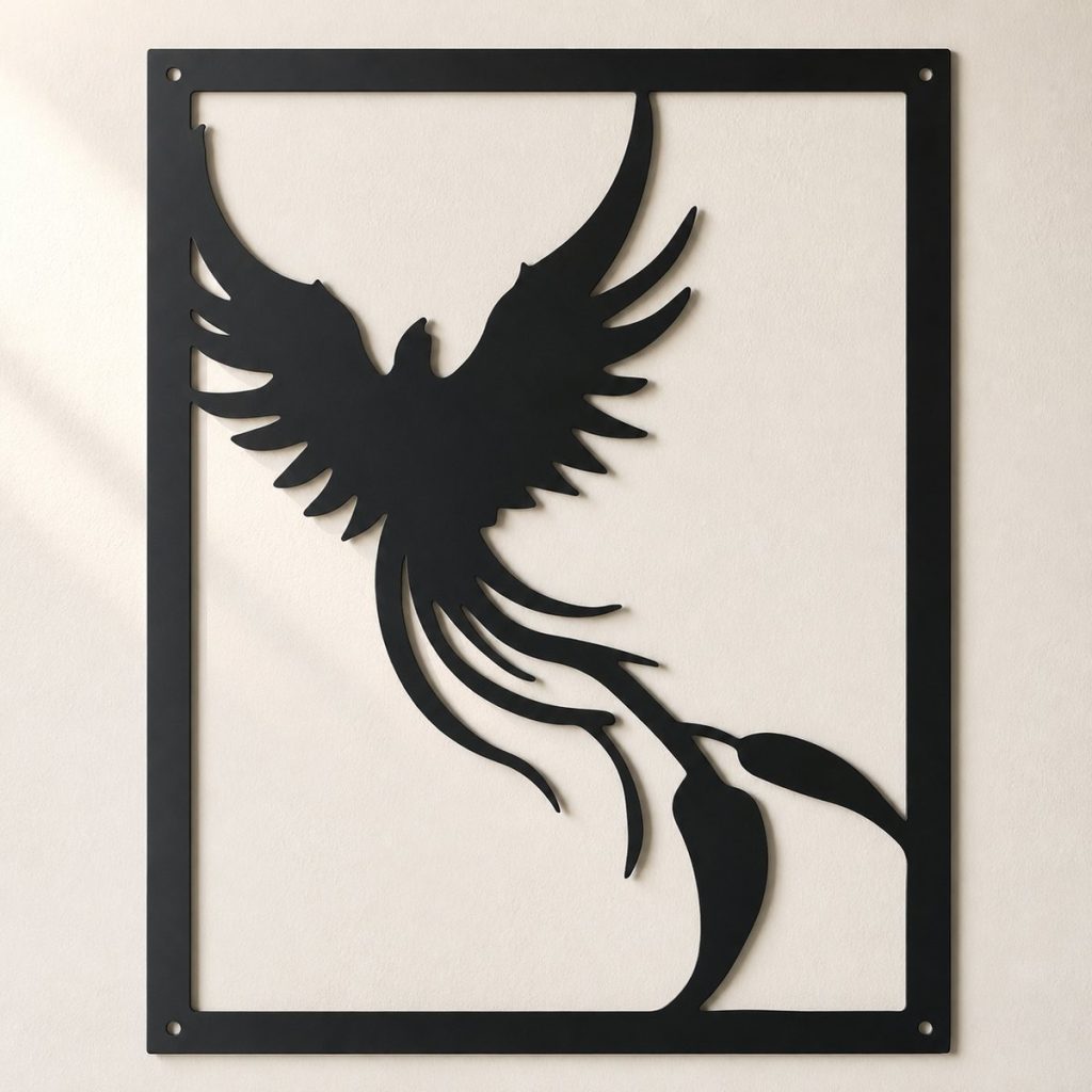 Metalen feniks in rechthoekige lijst — 30 x 24 cm - productfoto