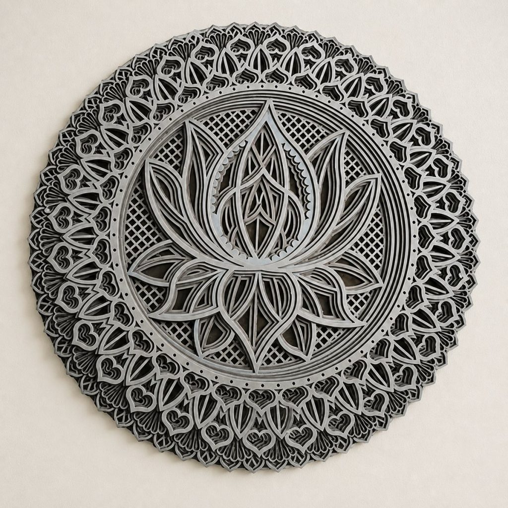 Meerlaagse metalen lotus-mandala — 30 x 30 cm - productfoto