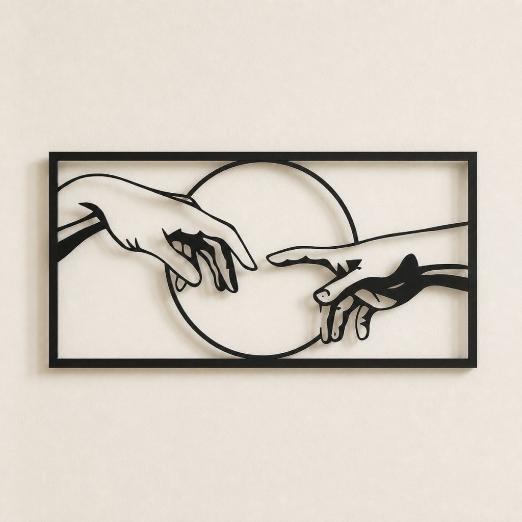 De schepping van Adam in metaal — 40 x 19,5 cm - productfoto